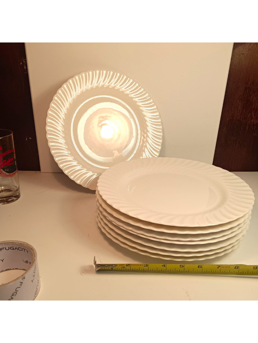 Vintage International China Century Ultra Bone Plates SY-4154 White Japan Set 8